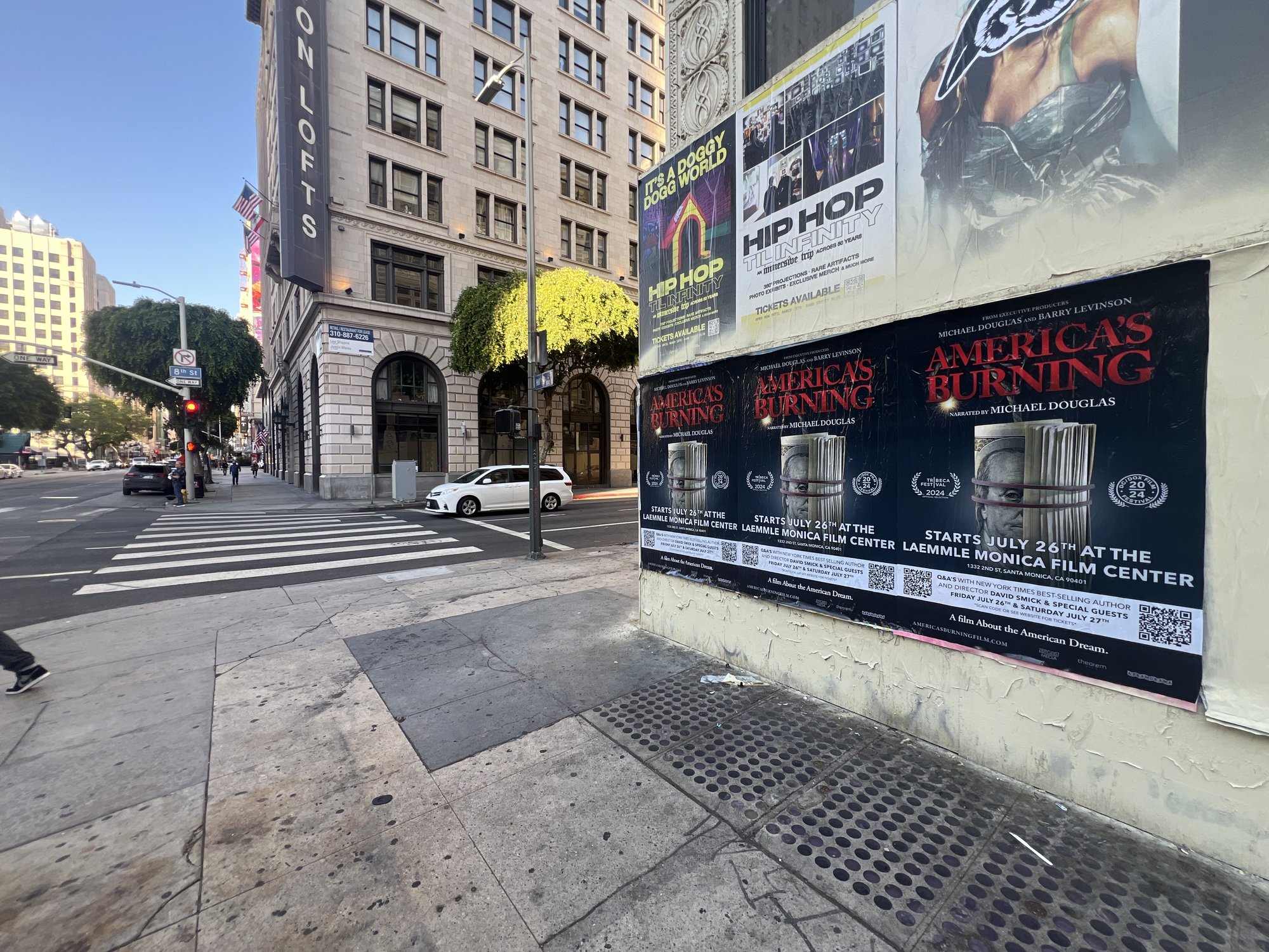 America's Burning wild posting at Hill Street and 8th Street, Downtown Los Angeles