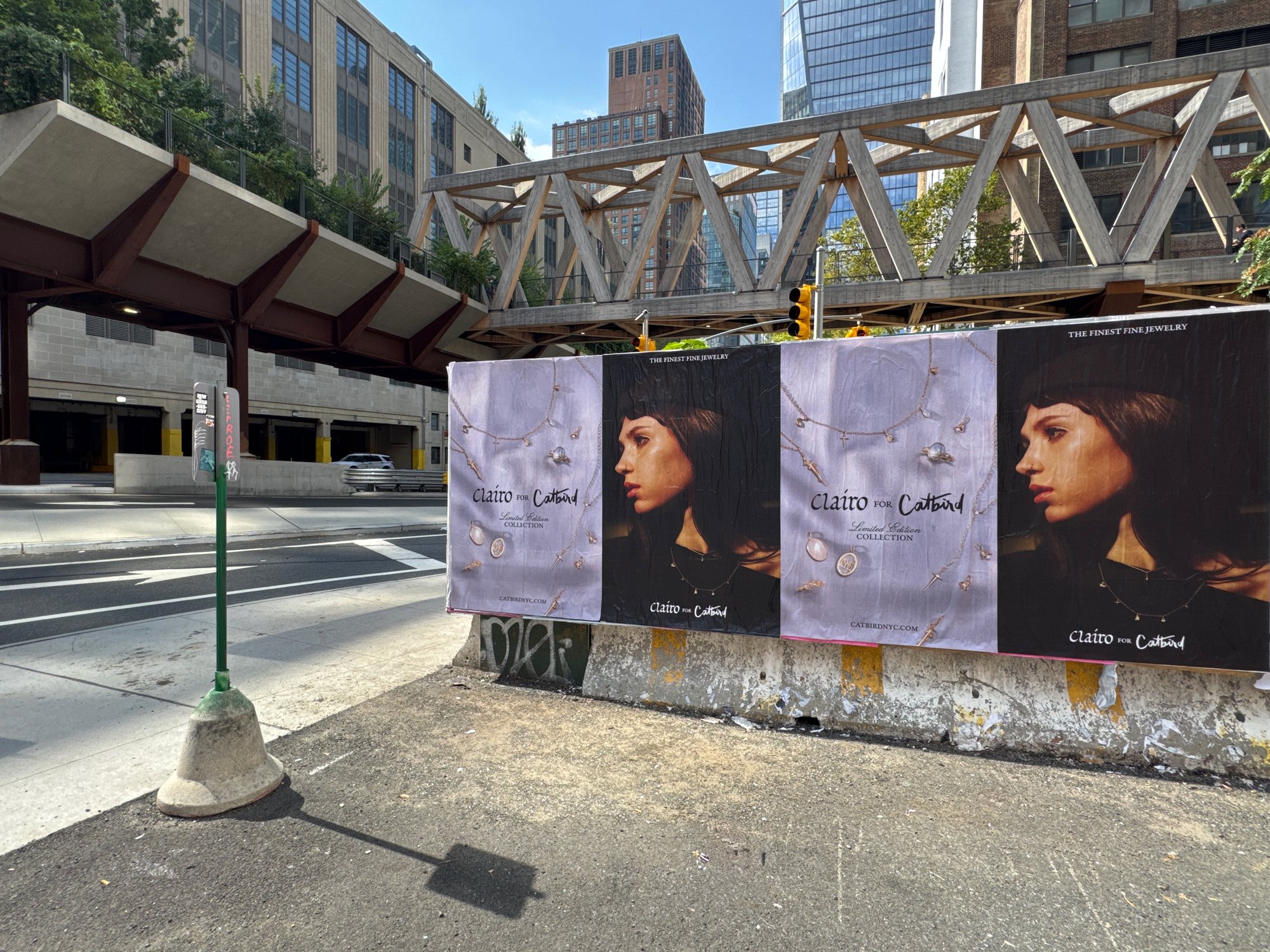 Catbird x Clairo wild posting at 3059 Dyer Avenue, Manhattan — Hudson Yards corridor