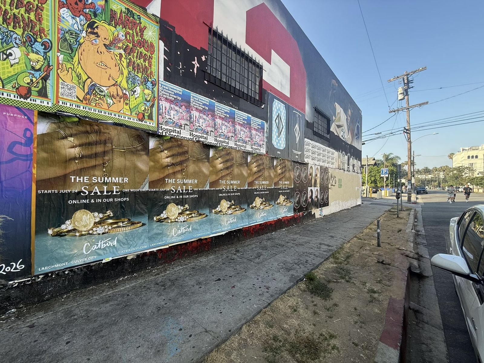 Catbird Summer Sale wild posting installation on 1212 Lemoyne Street in Echo Park, Los Angeles