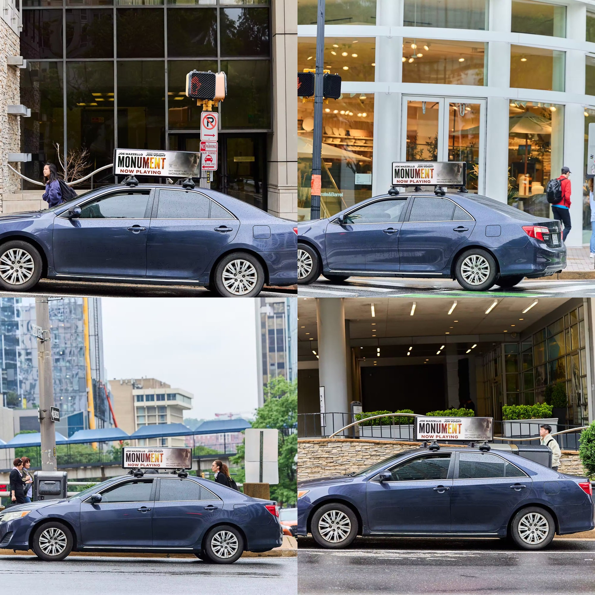 Monument Firefly digital taxi top — Now Playing creative across four DC placements