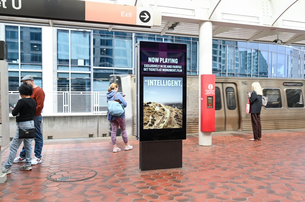 Monument 'Intelligent' pull-quote creative at NoMa-Gallaudet U station