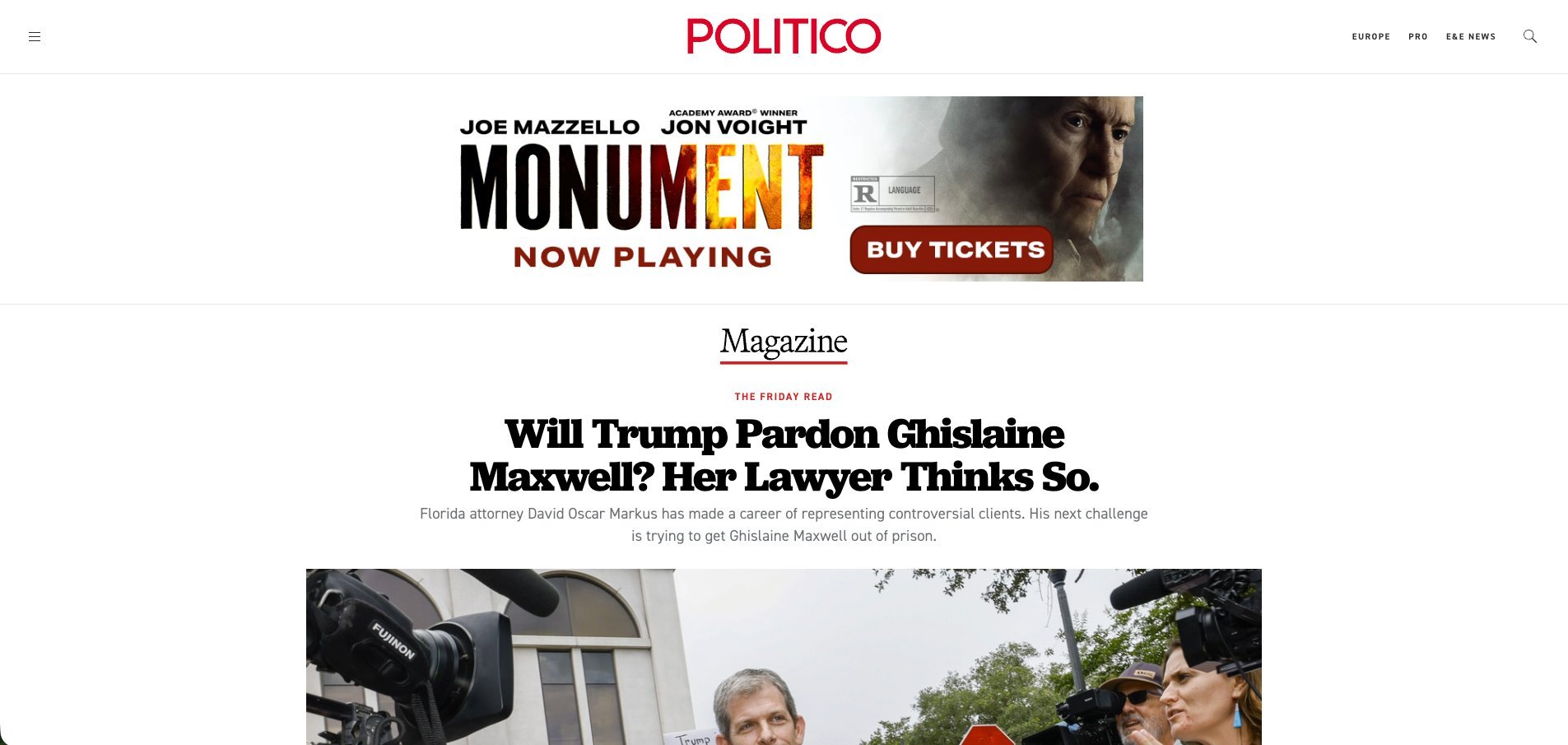 Monument 970×250 billboard ad on Politico article page